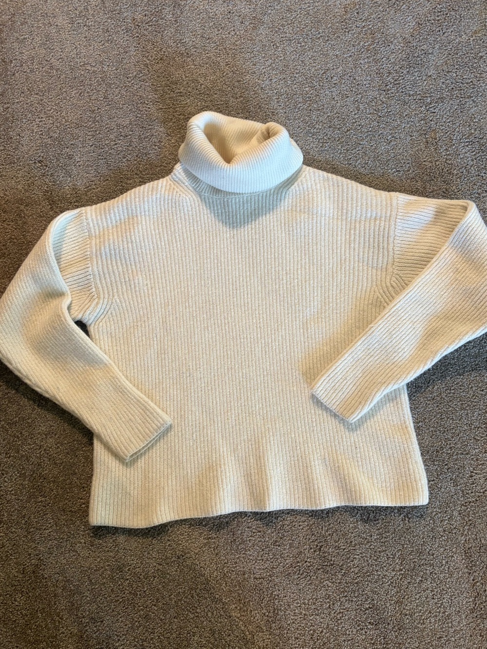Wilfred Cream Ribbed Turtleneck Sweater
